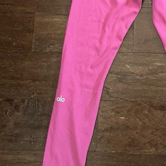 ALO Blissful 7/8 Ribbed Leggings High-Waist Pink Small EUC - Picture 7 of 8